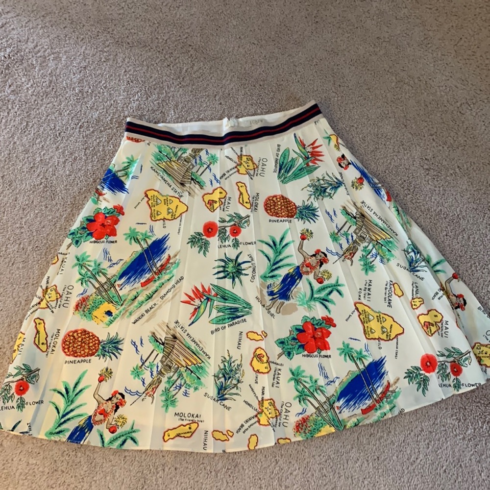 J Crew Hawaiian Print Skater Skirt
